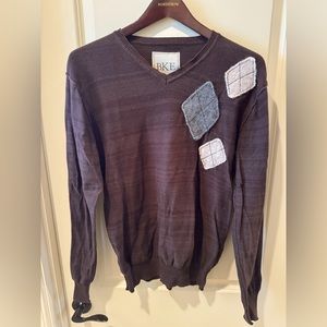BUCKLE brand Men’s Vintage argyle vintage sweater (V-Neck) in rich brown tones